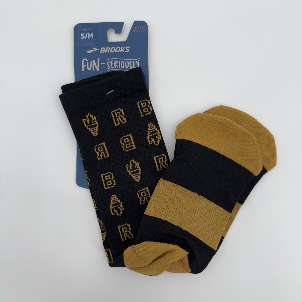Brooks Unisex Tempo Knit‎ In Crew Black Torch Running Socks Size S/M NEW